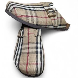 Burrberry Plaid Print Pattern Style Design Buckle Clogs - Brand New